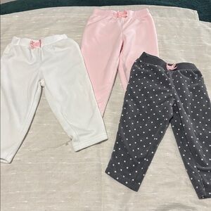 Set of Three Baby Pants - Pink, White, and Gray Polka Dot